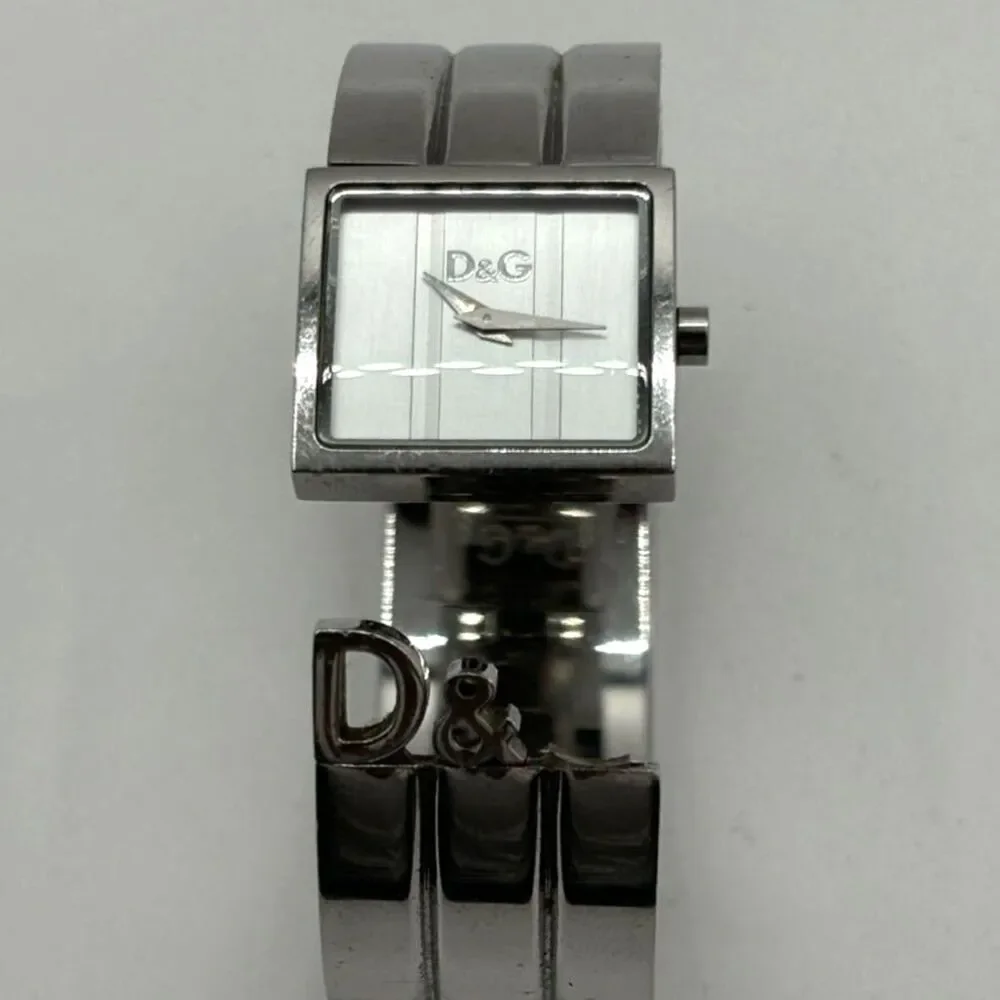 Dolce & Gabbana (Authentic) Silver Stainless Steel Square Dial Cuff Wristwatch - Picture 7 of 8